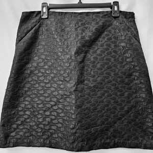 Studio M Black Jacquard Mini Skirt Size 12 A-Line Dark Academia With Pockets